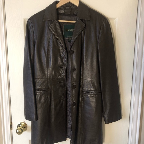 ✿ 90’s Danier Brown Leather Jacket Size 6 - Picture 2 of 7